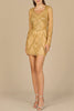Long Sleeve Beaded Cocktail Dress