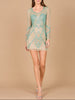 Long Sleeve Beaded Cocktail Dress