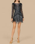 High Neck Cocktail Dress with Long Sleeves