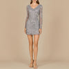 Long Sleeve Short Beaded Dress
