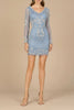 Long Sleeve Short Beaded Dress