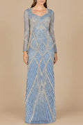 V Neck Beaded Long Sleeve Dress