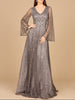 Beaded Long Dress with Flare Sleeves