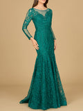 Mermaid, Long Sleeve Lace Gown