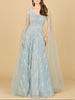 Lace Gown with Cape Sleeves and V-neckline