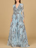 Long Sleeve V-Neck A-Line Gown