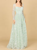 Long Sleeve Beaded Lace Gown | 29151
