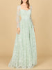 Long Sleeve Beaded Lace Gown