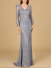 Long Sleeve Sheath Gown with Juliet Sleeves