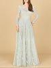 Long Sleeve Beaded Lace Gown