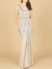 Beaded Fringe V-Neckline Dress with Cap Sleeves | Lara 28858