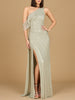 Beaded One Shoulder Dress with Train
