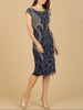 Cap Sleeve Midi Gown with High Neckline