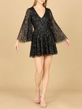 Bell Sleeve Sequin Cocktail Dress