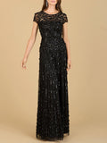 3D Floral Embellished Cap Sleeve Gown | 29181