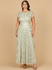 3D Floral Embellished Cap Sleeve Gown | 29181