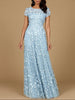 3D Floral Embellished Cap Sleeve Gown | 29181