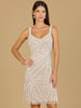 Cowl Back Ivory Beaded Cocktail Dress