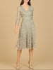Flowing, 3D Embroidered Midi Dress with Sleeves