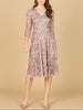 Flowing, 3D Embroidered Midi Dress with Sleeves