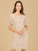 Beaded Short Dress with Cape Sleeves  - OUTLET