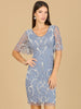 Beaded Short Dress with Cape Sleeves  - OUTLET