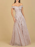 Off Shoulder Embroidered Ballgown