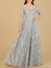Long Sleeve Illusion Neck Gown