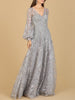 V Neckline Long Sleeve Gown