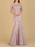 Long Sleeve Mermaid Beaded Gown