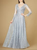 Long Sheer Sleeve V-Neckline Sheath Gown