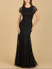 Beaded Mermaid Cap Sleeve Gown