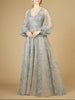 V Neckline Balloon Sleeve Gown