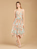 V-Neck Printed Midi Length Dress with Pleats - OUTLET