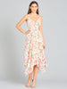 V-Neck Printed Midi Length Dress with Pleats - OUTLET