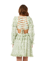 Print Cocktail Short with Cutout and Lace Up Back OUTLET
