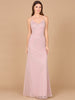 Beaded Spaghetti Strap Navy Full-Length Gown