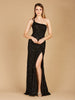 One-Shoulder Beaded Gown with Slit
