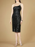 One Shoulder Midi Cocktail Dress - OUTLET
