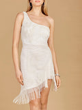 One Shoulder Cocktail Dress with Fringe | 29291
