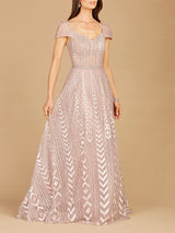 Cap Sleeve Beaded Lace Ballgown