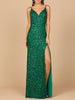 Beaded V Neck Dress with Slit | 29310