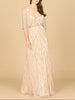 Illusion Cape Sleeve Beaded Gown