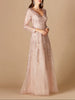 Long Sleeve V-Neck Lace Gown