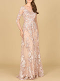 Long Sleeve Modest Lace Gown