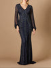 Long Sleeve Beaded Gown with Balloon Sleeves