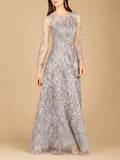 High Neck, Long Sleeve Ball Gown
