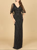 Cape Sleeve V-Neck Beaded Gown | 29356