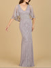 Cape Sleeve V-Neck Beaded Gown | 29356