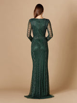 Long Sleeve Beaded Dress